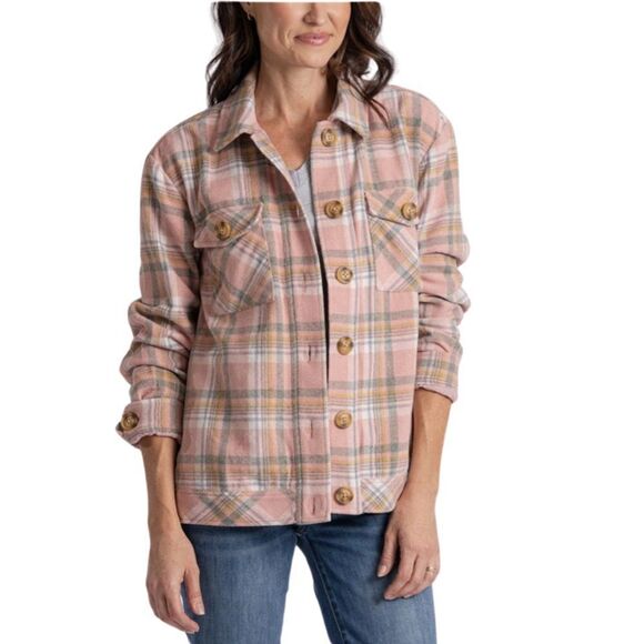 KUT from the Kloth Magnolia Plaid Shirt Jacket in Dusty Rose/Ivory. Size XS. NWT - Picture 1 of 14